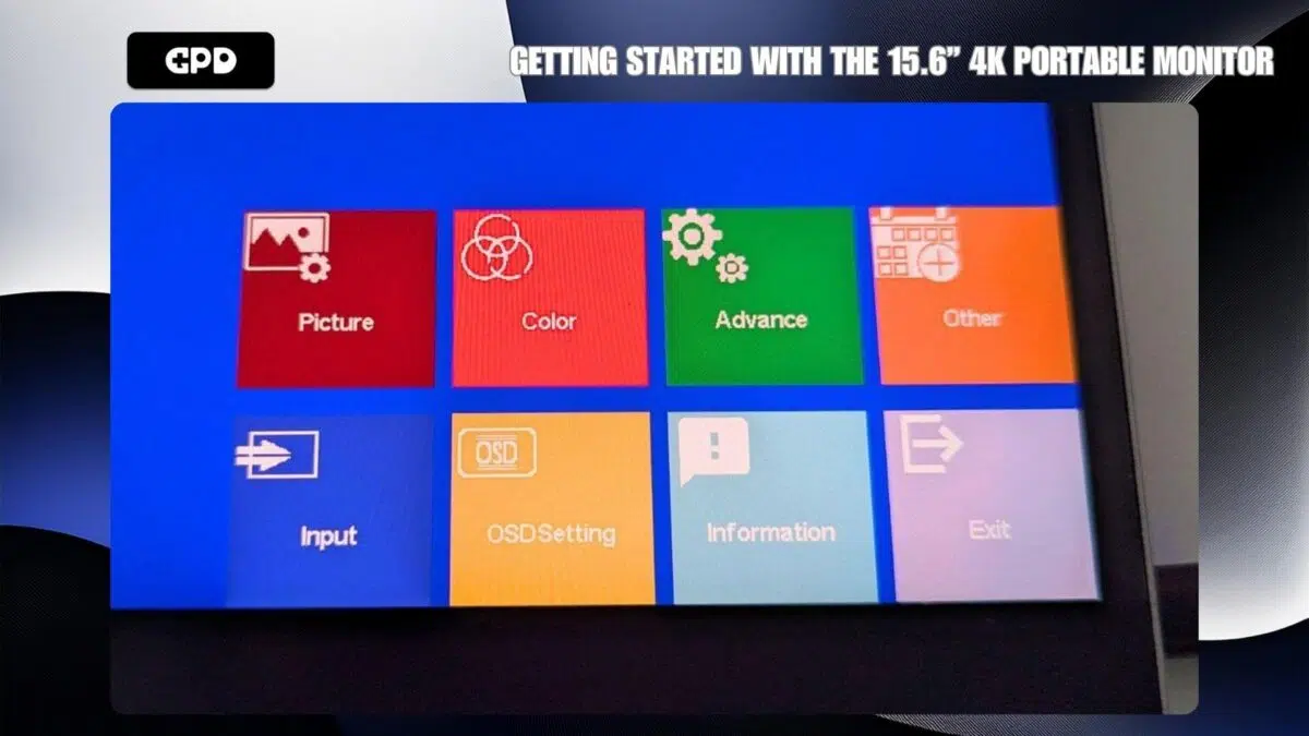 Menu główne monitora przenośnego