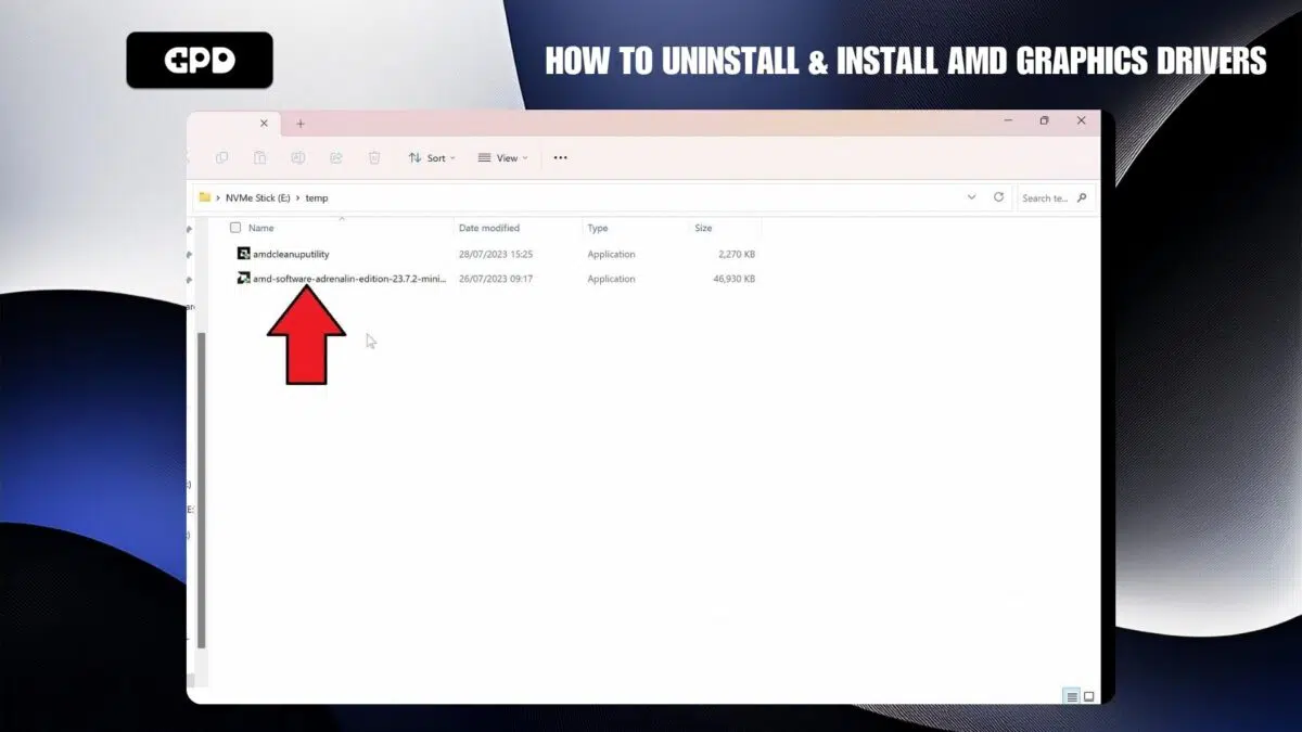 Abre el archivo de instalación del controlador gráfico  

