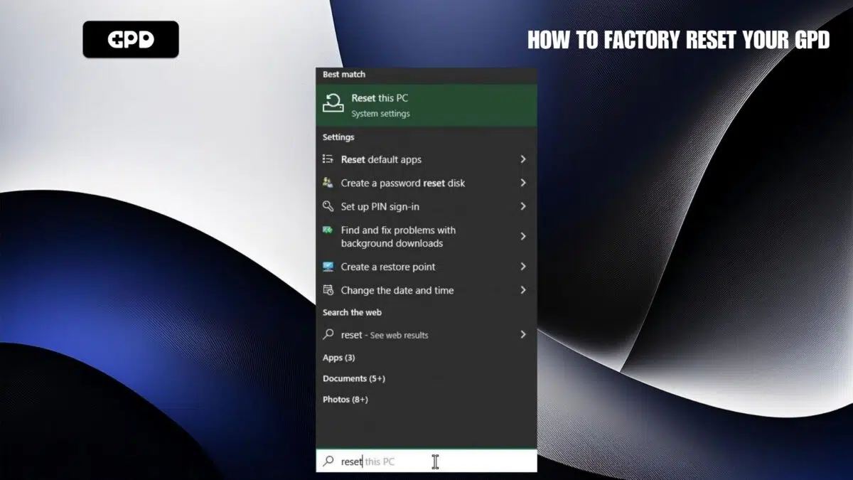 Resetta il software del PC