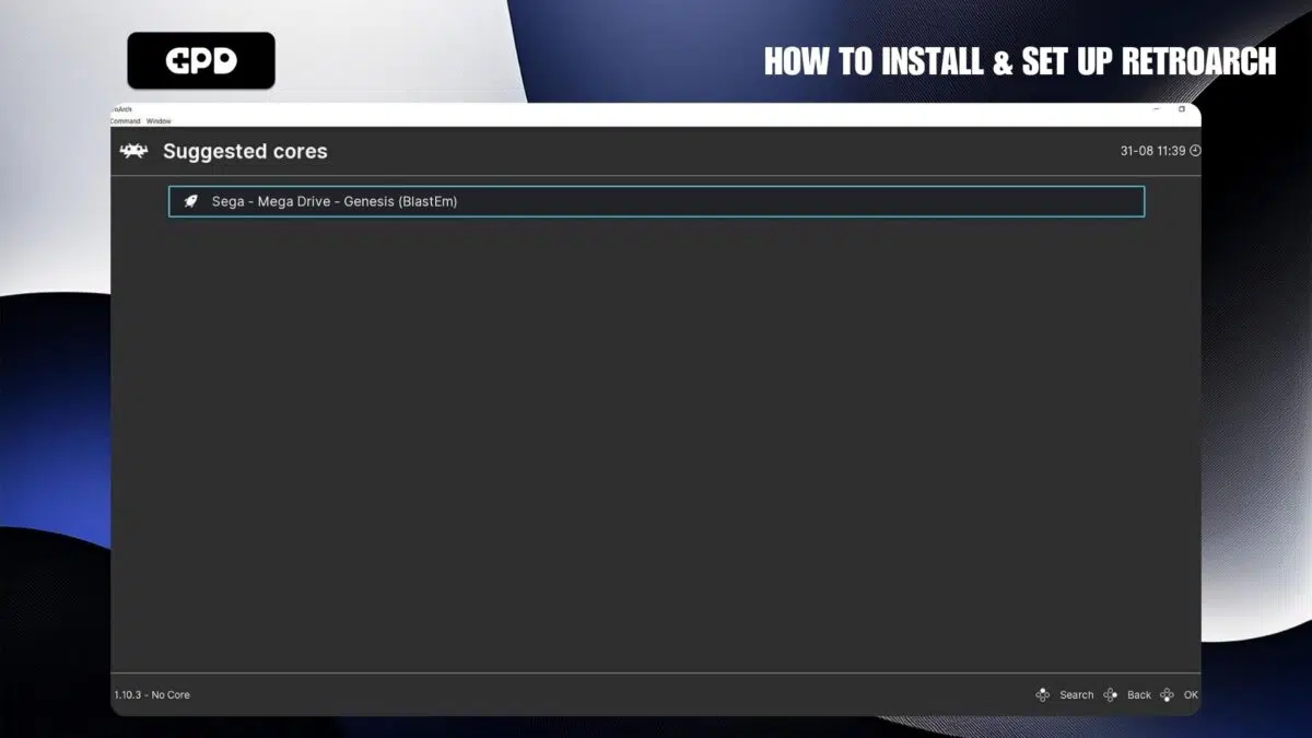 RetroArch Επιλέξτε πυρήνα