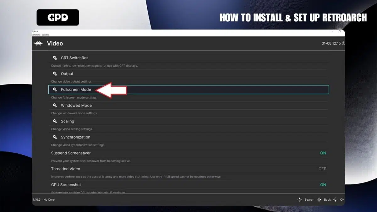 Λειτουργία πλήρους οθόνης RetroArch