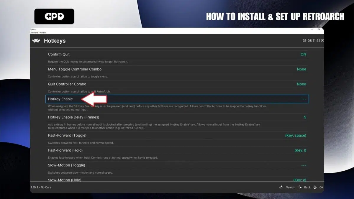Ενεργοποίηση πλήκτρων Hotkey RetroArch