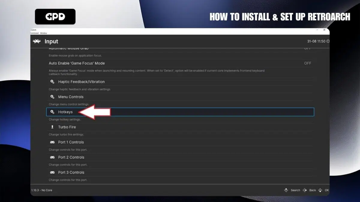 Πλήκτρα Hotkeys του RetroArch