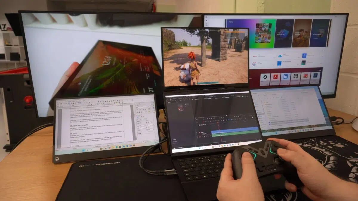 Battlestation siap dengan GPD G1 untuk pengaturan enam monitor
