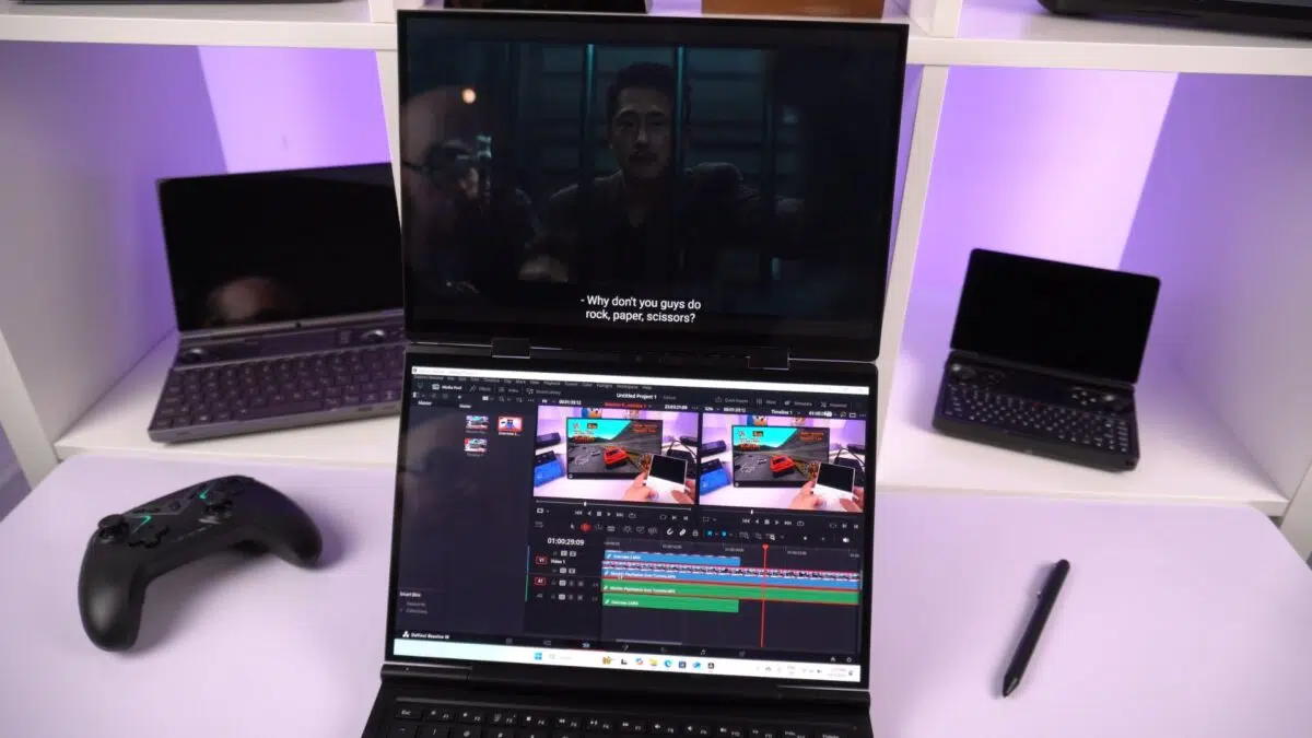 Urejanje videoposnetkov med gledanjem filma na napravi GPD Duo