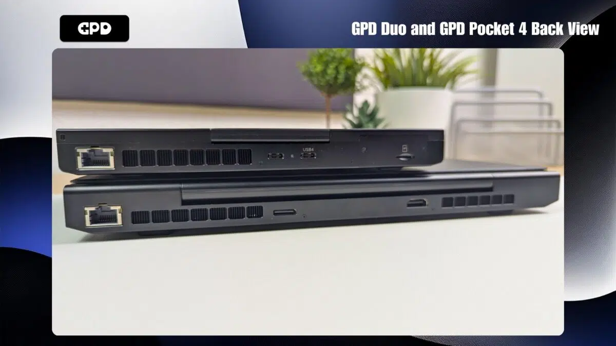 Vista trasera de GPD Duo y GPD Pocket 4