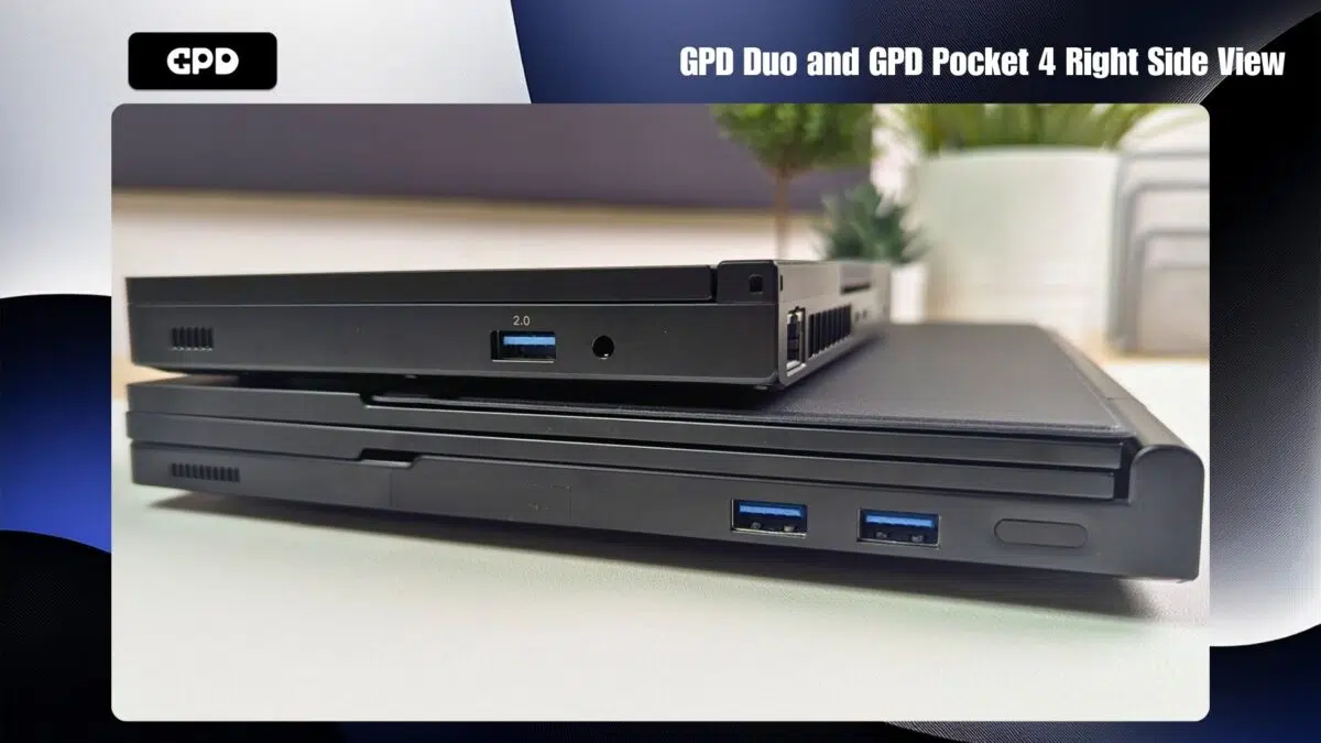 GPD Duo y GPD Pocket 4 Vista lateral derecha