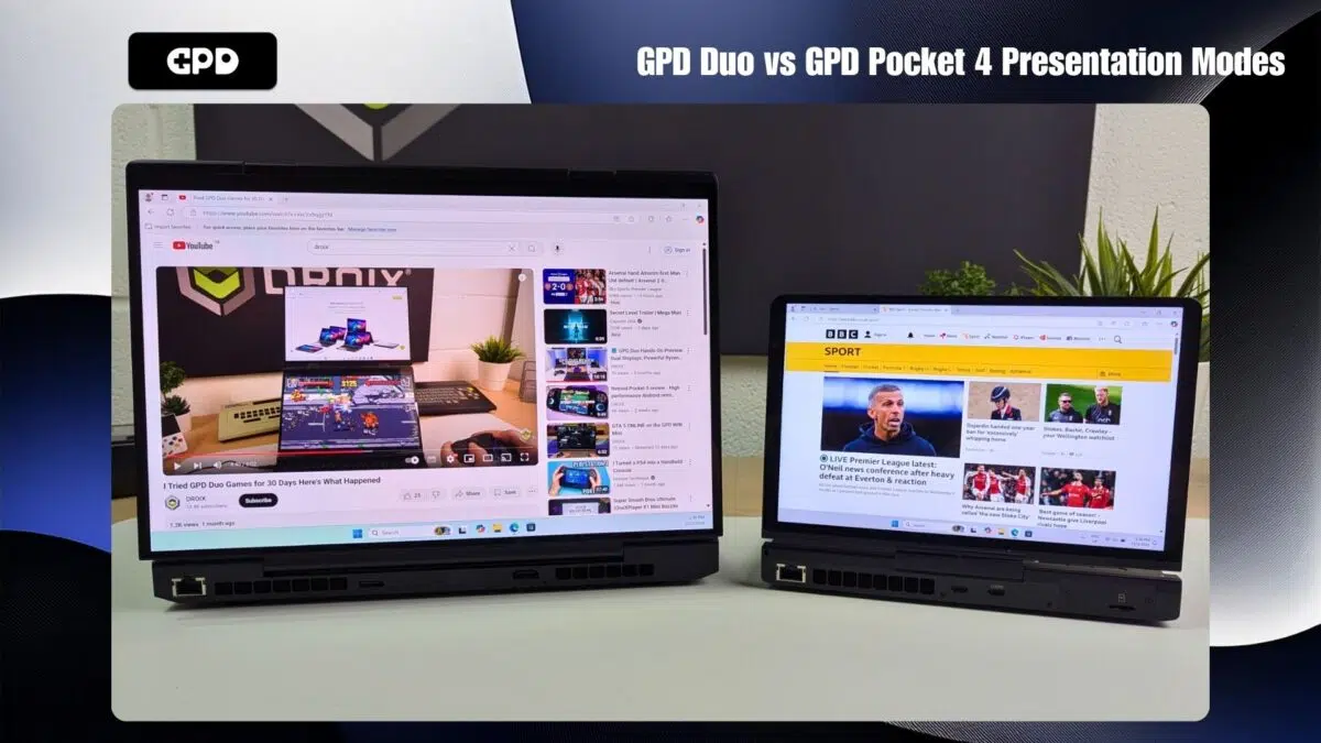 GPD Duo vs GPD Pocket 4 Modos de presentación