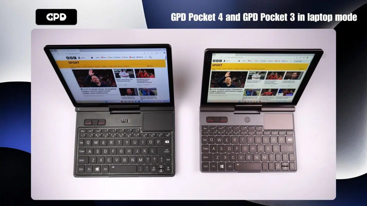 GPD Pocket 4 and GPD Pocket 3 in laptop mode