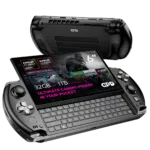 A close-up of the GPD WIN 4 (2025), highlighting the AMD Ryzen 7 8840U processor and AMD Radeon 780M Graphics. It features 32GB RAM and a 1TB NVMe SSD. The tagline reads, "Ultimate Gaming Power in Your Pocket", emphasizing its portable design.