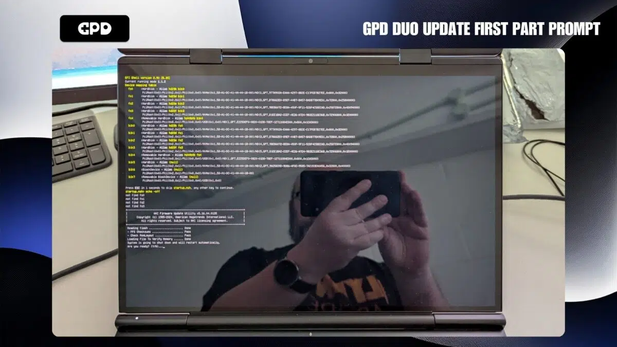 GPD DUO BIOS Ενημέρωση του πρώτου μέρους της προτροπής