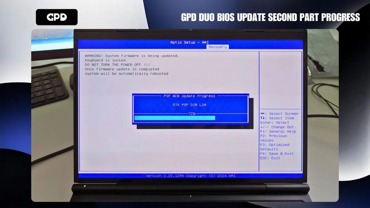 GPD DUO BIOS Update δεύτερο μέρος προόδου
