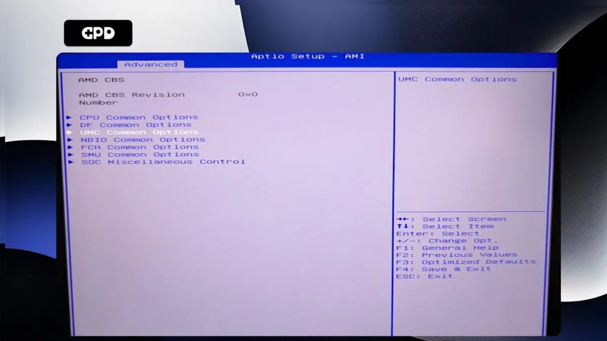 GPD Pocket 4 - AMD CBS menüü