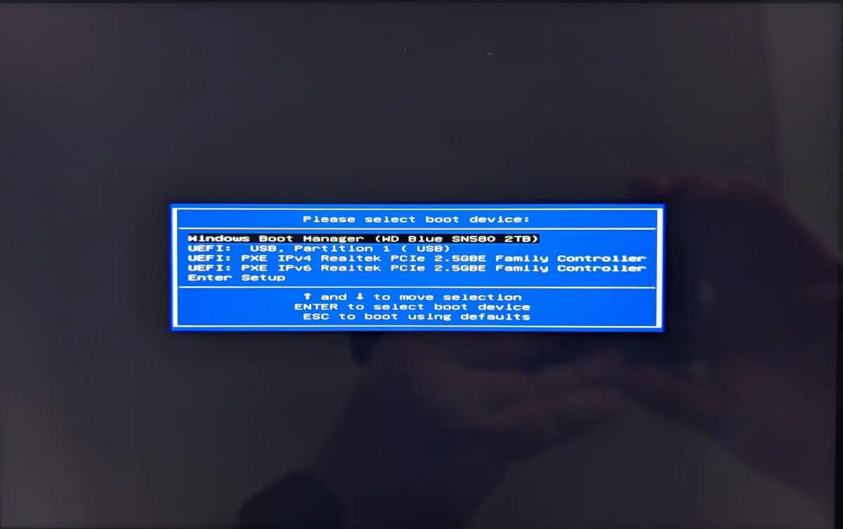 GPD Pocket 4 BIOS Upgrade Boot Menu