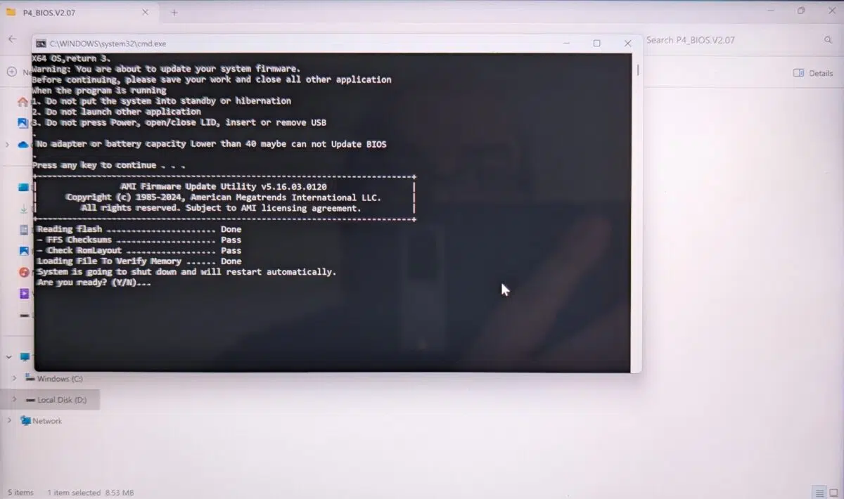 GPD Pocket 4 BIOS first stage update
