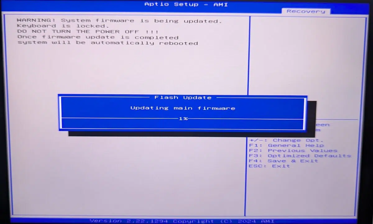 GPD Pocket 4 BIOS updating main firmware