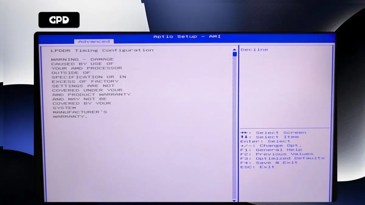 GPD Pocket 4 - LPDDR ajastuse konfiguratsioon 1