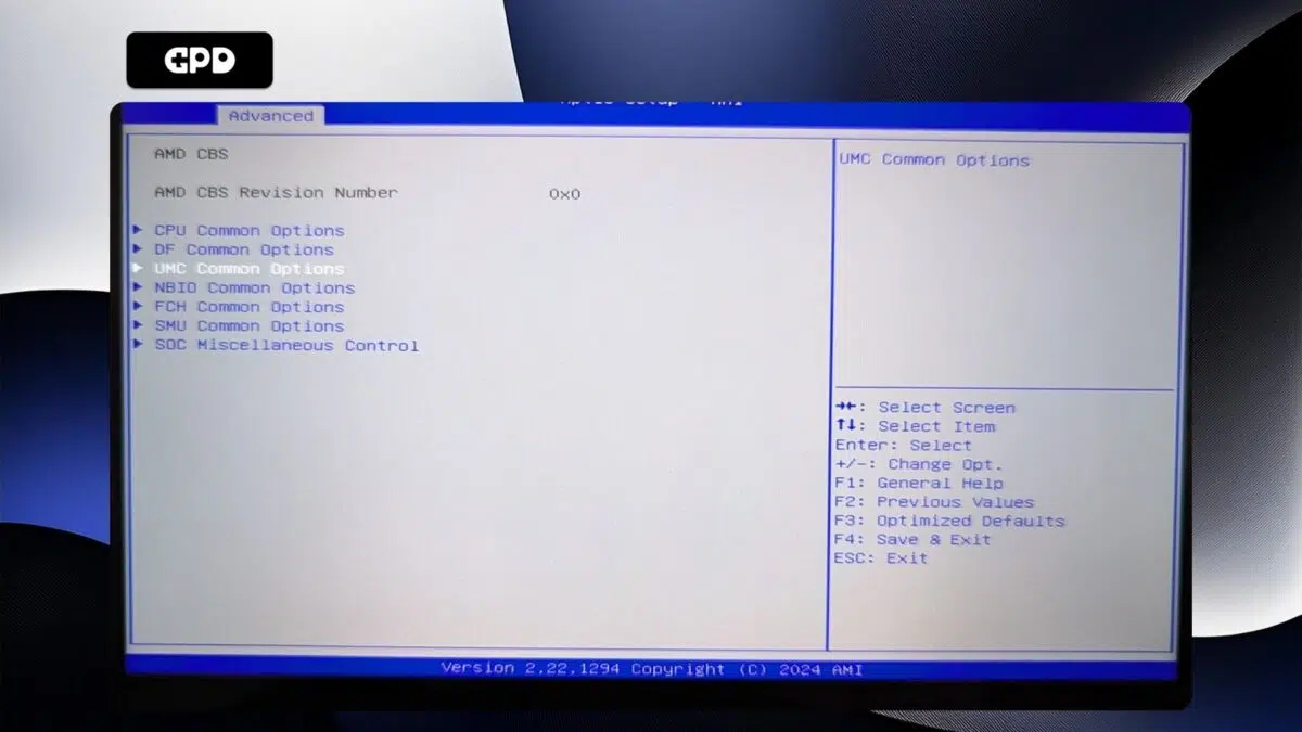 GPD WIN Mini 2025 - AMD CBS menüü