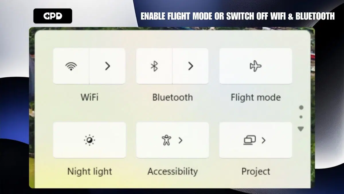 Aktiver flymodus eller slå av WiFi og Bluetooth