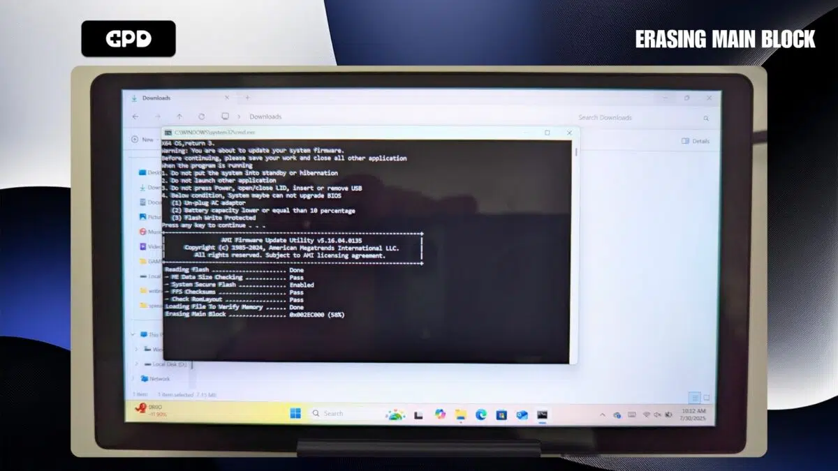 Memperbarui BIOS GPD MicroPC 2 - Menghapus Blok Utama