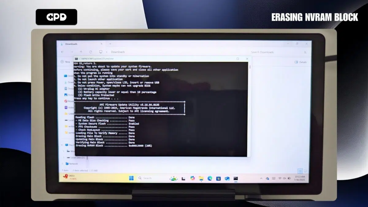 Memperbarui BIOS GPD MicroPC 2 - Menghapus Blok NVRAM
