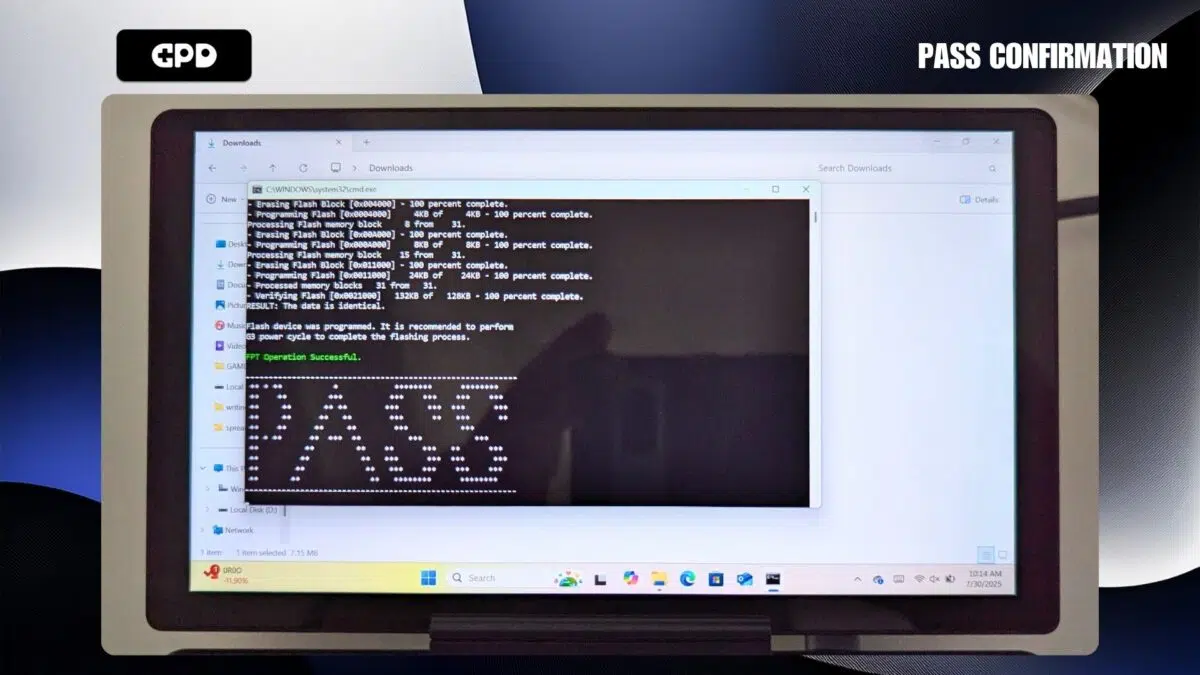 Memperbarui BIOS GPD MicroPC 2 - Konfirmasi Lulus