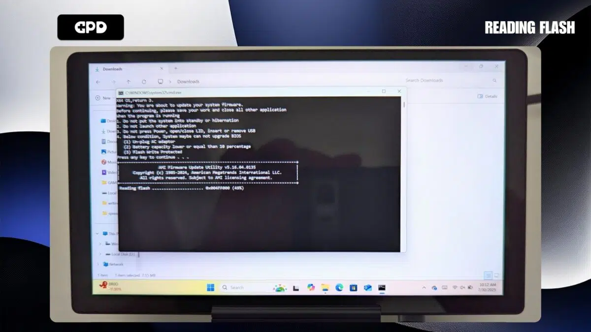 Memperbarui BIOS GPD MicroPC 2 - Membaca Flash