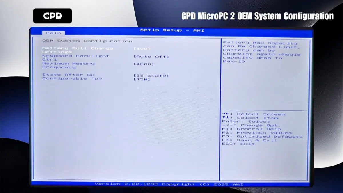 Конфигурация на системата GPD MicroPC 2 OEM