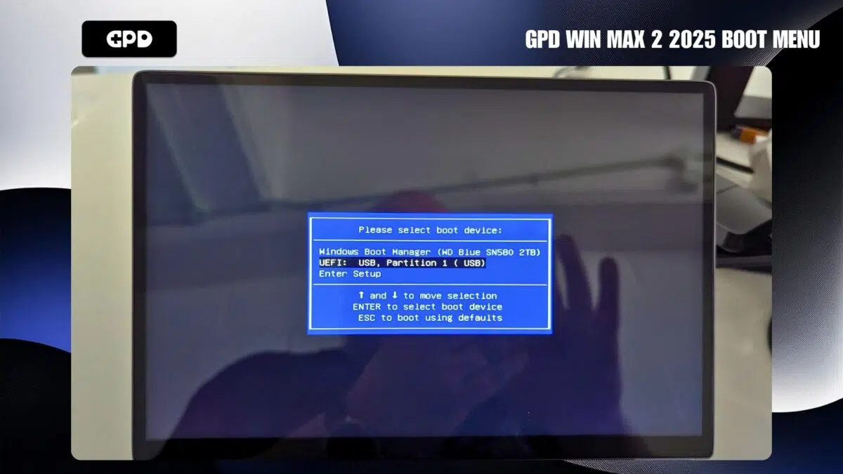 Izbornik pokretanja GPD WIN MAX 2 2025