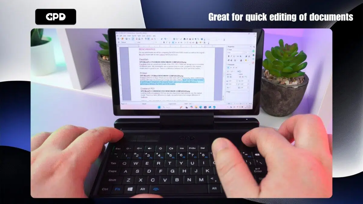 The GPD MicroPC 2 is great for quick editing of documents