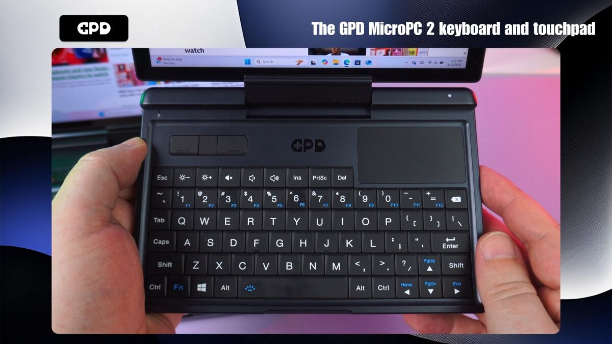 A GPD MicroPC 2 billentyűzet és érintőpad