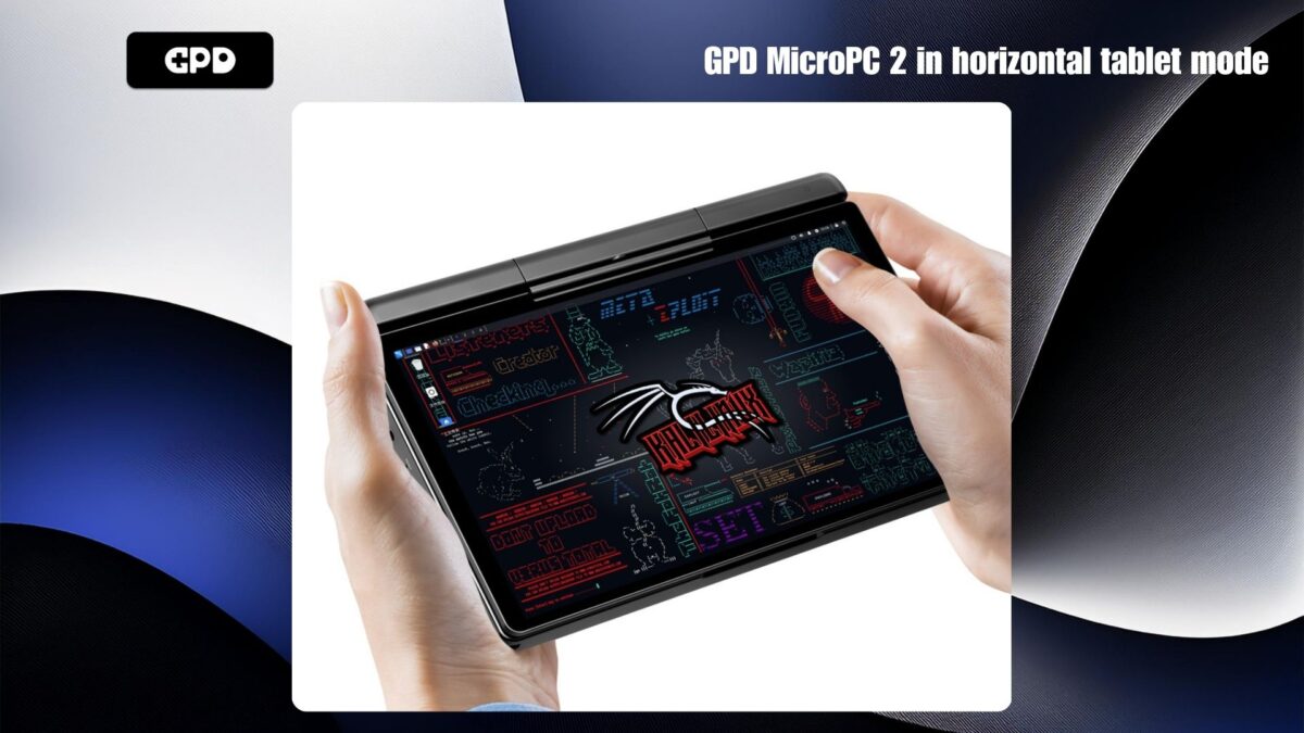 GPD MicroPC 2 in horizontal tablet mode