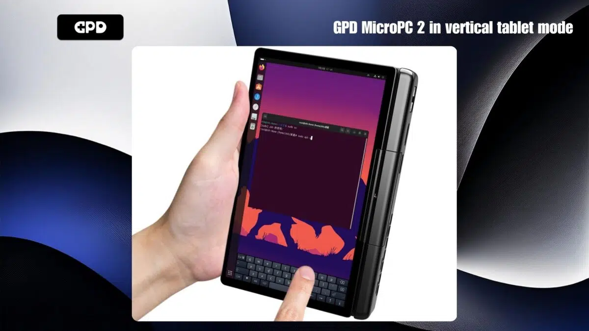 GPD MicroPC 2の縦型タブレットモード