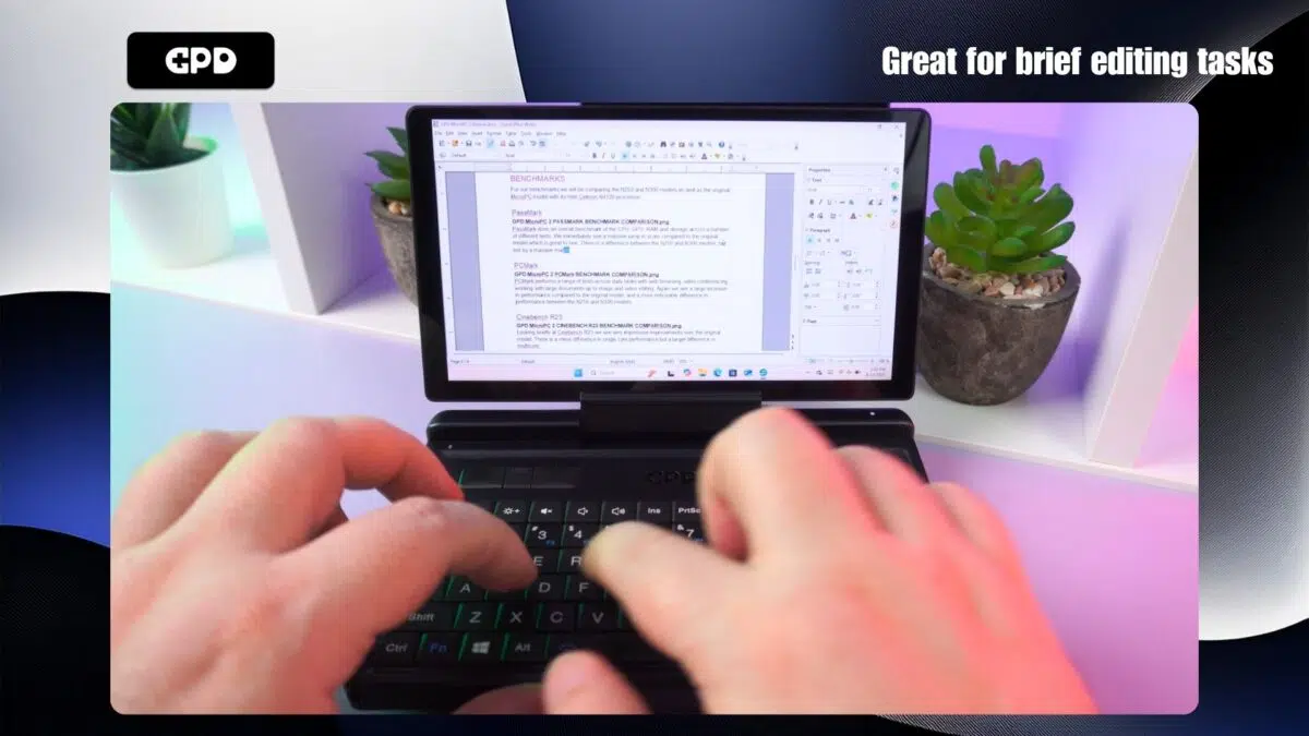 El miniportátil GPD MicroPC 2 es ideal para tareas de edición breves