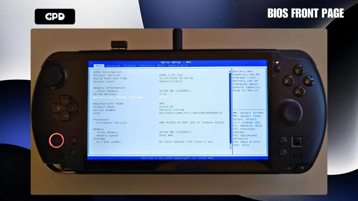 GPD WIN 5 BIOS 2.25