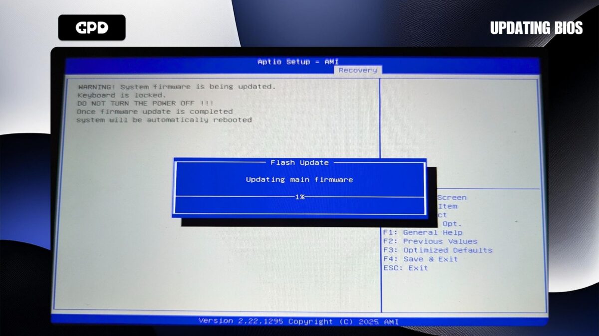 Aktualizácia systému GPD WIN 5 BIOS - druhá fáza aktualizácie systému BIOS 1