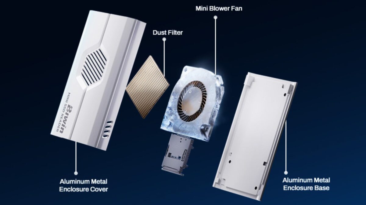 قارئ أقراص SSD صغير RD510 من Biwin RD510 مع مروحة تبريد مدمجة