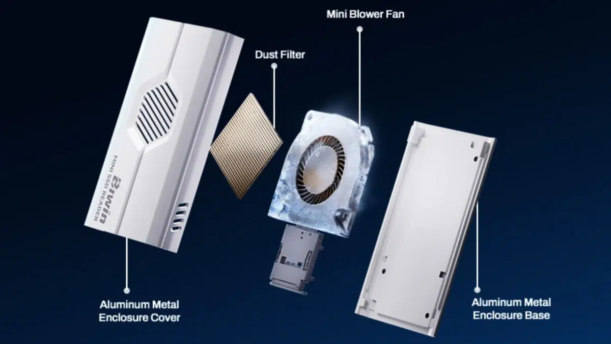 Biwin RD510 Mini SSD olvasó beépített hűtőventilátorral