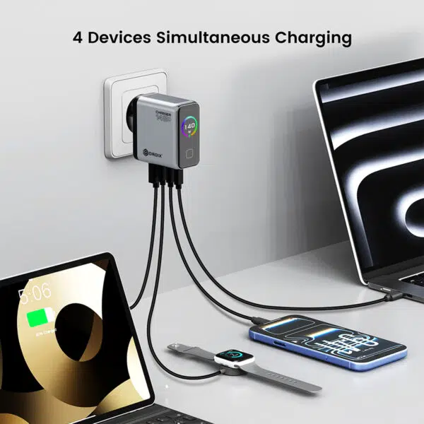 DROIX 140W USB-C Wall Charger charges up to four devies